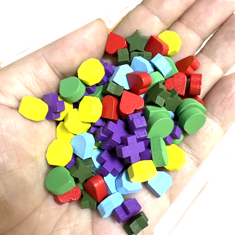Board Game Hegemony - 100Pcs 10mm Heart/Diamond/Water/Cross/Star Pawn Wood Chessman