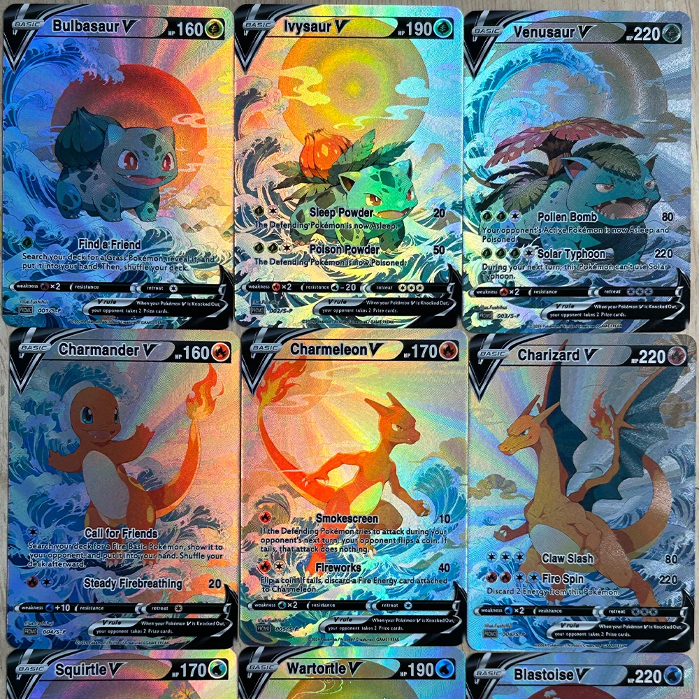 Board Game English - 9Pcs/set DIY Anime PTCG Collection Card