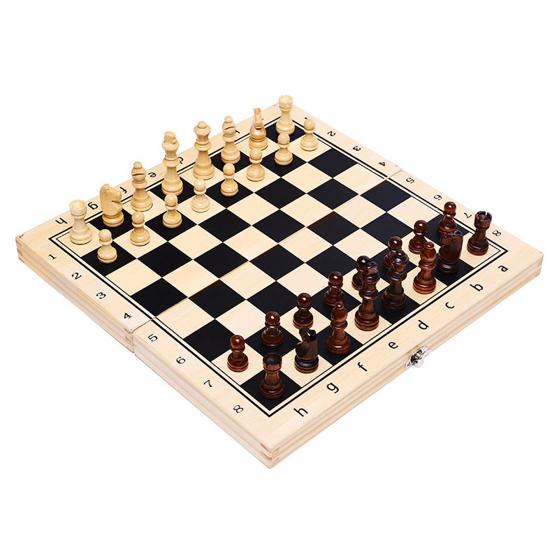 Chess Board Three In 1 Wooden  - Board Game Yearbook review and price